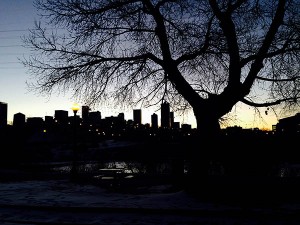 Facing Denver from South Platte River by REI